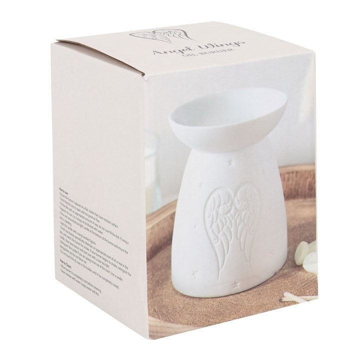 White Ceramic Angel Wings Wax Burner